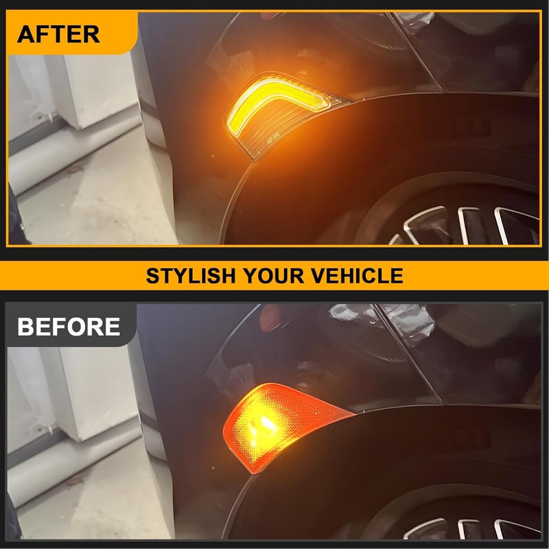 Mynoway Side Marker Lights for 2021-2024 Yukon/XL/Denali Tahoe Suburban Escalade/ESV, Easy Install Smoked Amber 3D Light Bar Driver Passenger Side markers Lamp Plug and Play Fender Lights - Image 2